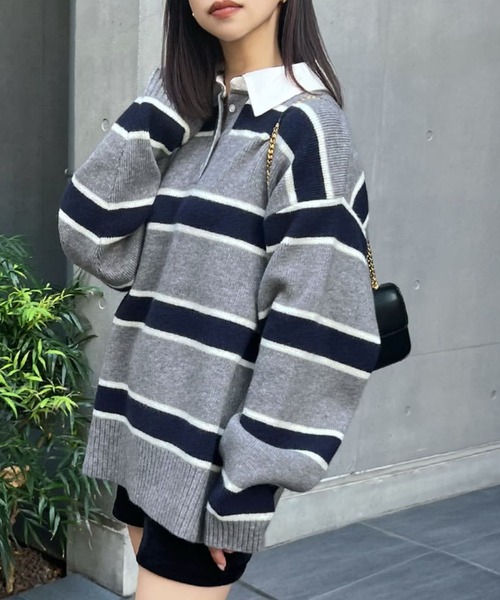 aoao☺︎room 　MACHATT ボーダーラガーシャツ aoao☺︎room MACHATT ボーダーラガーシャツ aoao☺︎room 様