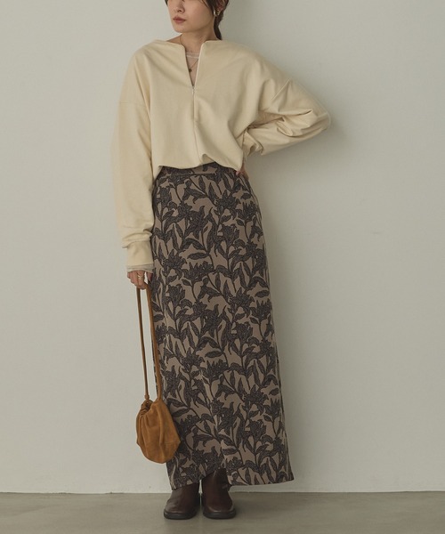 hunch（ハンチ）の「【WEB限定/別注】2WAY ハーフジップスウェット（スウェット・レディース・ブラック/カーキ/ネイビー/ライトベージュ・FREE）」の18枚目の写真