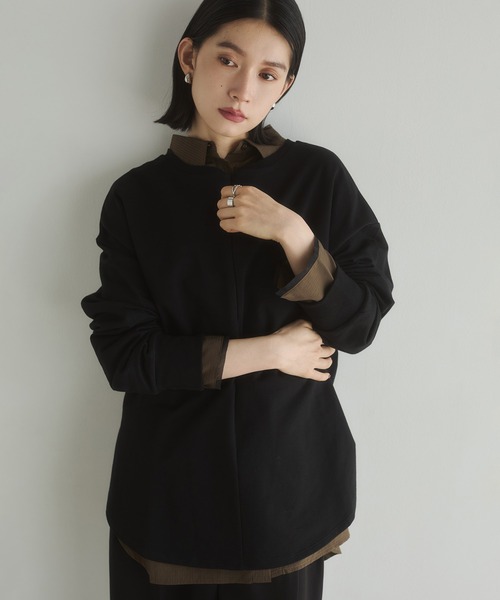 hunch（ハンチ）の「【WEB限定/別注】2WAY ハーフジップスウェット（スウェット・レディース・ブラック/カーキ/ネイビー/ライトベージュ・FREE）」の13枚目の写真