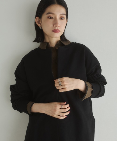 hunch（ハンチ）の「【WEB限定/別注】2WAY ハーフジップスウェット（スウェット・レディース・ブラック/カーキ/ネイビー/ライトベージュ・FREE）」の12枚目の写真