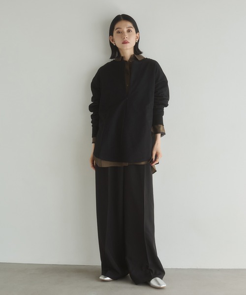 hunch（ハンチ）の「【WEB限定/別注】2WAY ハーフジップスウェット（スウェット・レディース・ブラック/カーキ/ネイビー/ライトベージュ・FREE）」の11枚目の写真