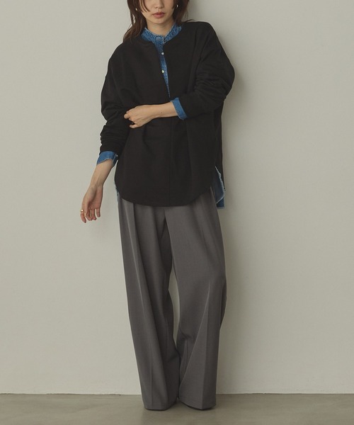 hunch（ハンチ）の「【WEB限定/別注】2WAY ハーフジップスウェット（スウェット・レディース・ブラック/カーキ/ネイビー/ライトベージュ・FREE）」の7枚目の写真