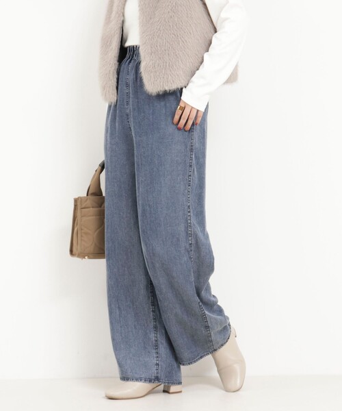 MICO COULIER（ミコクリエ）の「バイオシルクデニムタックワイドフレアパンツ（デニムパンツ・レディース・チャコールグレー/インディゴブルー・38/36）」の7枚目の写真