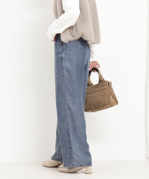 MICO COULIER（ミコクリエ）の「バイオシルクデニムタックワイドフレアパンツ（デニムパンツ・レディース・チャコールグレー/インディゴブルー・38/36）」の9枚目の写真