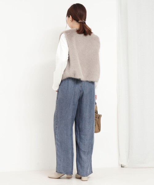 MICO COULIER（ミコクリエ）の「バイオシルクデニムタックワイドフレアパンツ（デニムパンツ・レディース・チャコールグレー/インディゴブルー・38/36）」の10枚目の写真