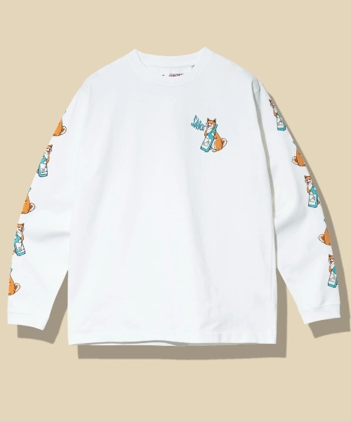 go slow caravan（ゴースローキャラバン）の「超ヘビーUSA/C 柴犬と晩酌 ロングスリーブTEE（Tシャツ/カットソー・メンズ・ホワイト/ミント・LARGE/MEDIUM/SMALL/X-LARGE）」の2枚目の写真