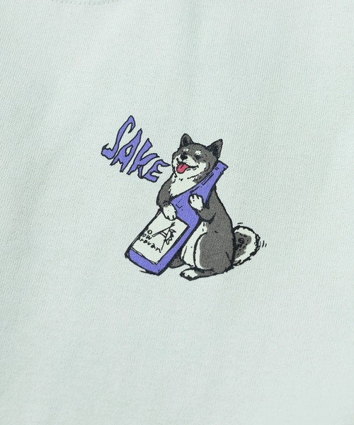 go slow caravan（ゴースローキャラバン）の「超ヘビーUSA/C 柴犬と晩酌 ロングスリーブTEE（Tシャツ/カットソー・メンズ・ホワイト/ミント・LARGE/MEDIUM/SMALL/X-LARGE）」の3枚目の写真