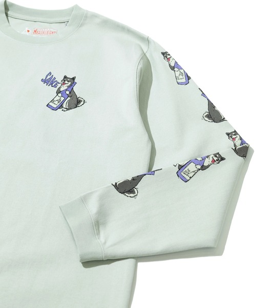 go slow caravan（ゴースローキャラバン）の「超ヘビーUSA/C 柴犬と晩酌 ロングスリーブTEE（Tシャツ/カットソー・メンズ・ホワイト/ミント・LARGE/MEDIUM/SMALL/X-LARGE）」の5枚目の写真