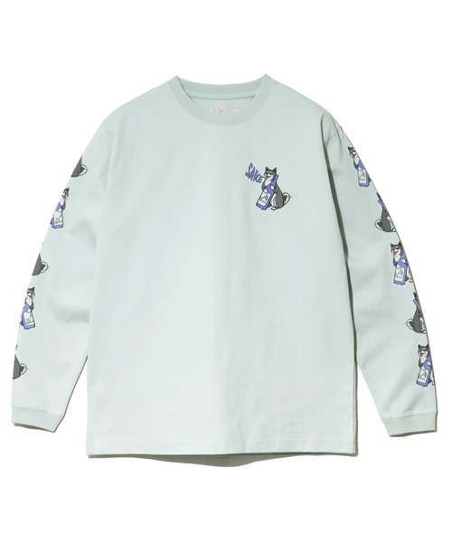 go slow caravan（ゴースローキャラバン）の「超ヘビーUSA/C 柴犬と晩酌 ロングスリーブTEE（Tシャツ/カットソー・メンズ・ホワイト/ミント・LARGE/MEDIUM/SMALL/X-LARGE）」の9枚目の写真