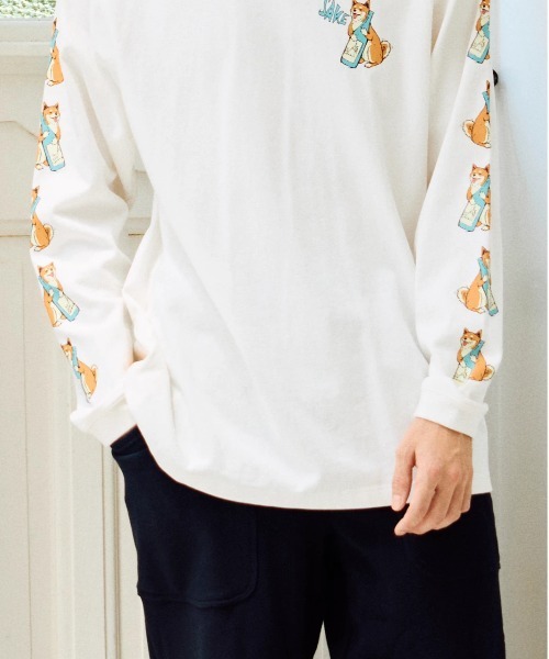 go slow caravan（ゴースローキャラバン）の「超ヘビーUSA/C 柴犬と晩酌 ロングスリーブTEE（Tシャツ/カットソー・メンズ・ホワイト/ミント・LARGE/MEDIUM/SMALL/X-LARGE）」の15枚目の写真