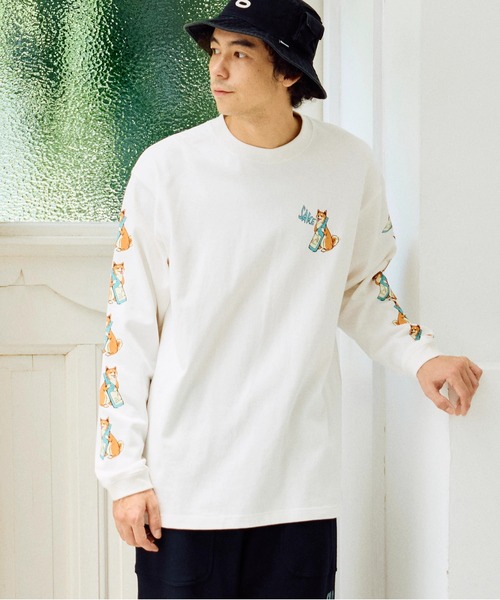 go slow caravan（ゴースローキャラバン）の「超ヘビーUSA/C 柴犬と晩酌 ロングスリーブTEE（Tシャツ/カットソー・メンズ・ホワイト/ミント・LARGE/MEDIUM/SMALL/X-LARGE）」の17枚目の写真