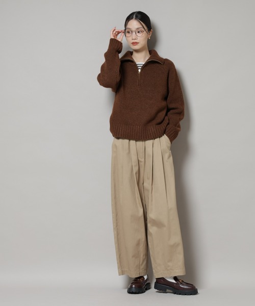 NANO universe（ナノユニバース）の「ハーフジップニットプルオーバー（ニット/セーター・レディース・ライトベージュ/ダークグレー/ブラウン・FREE）」の22枚目の写真