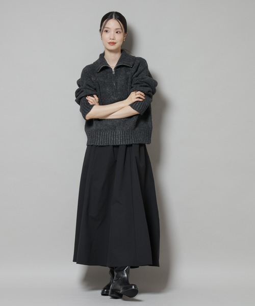 NANO universe（ナノユニバース）の「ハーフジップニットプルオーバー（ニット/セーター・レディース・ライトベージュ/ダークグレー/ブラウン・FREE）」の15枚目の写真