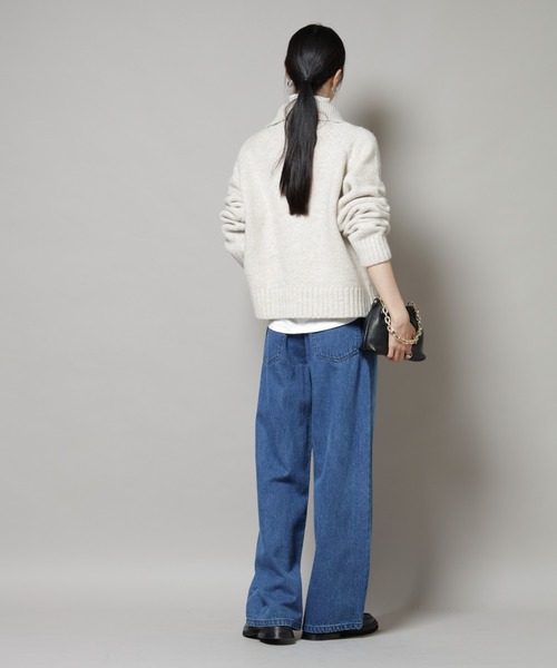 NANO universe（ナノユニバース）の「ハーフジップニットプルオーバー（ニット/セーター・レディース・ライトベージュ/ダークグレー/ブラウン・FREE）」の9枚目の写真