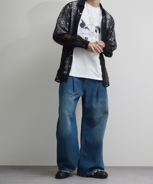NILWAY(ニルウェイ)の「2タック ワイドスラックス スラブデニムパンツ(デニムパンツ・メンズ・ブルー/ブラック/ブラウン・SMALL/MEDIUM/LARGE/X-LARGE)」の17枚目の写真