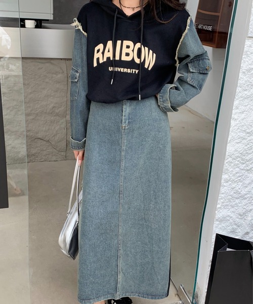 FAVORITO(ファヴォリート)の「異素材切り替えセットアップ(セットアップ・レディース・レッド/ベージュ/ネイビー/ブラック・F)」の1枚目の写真