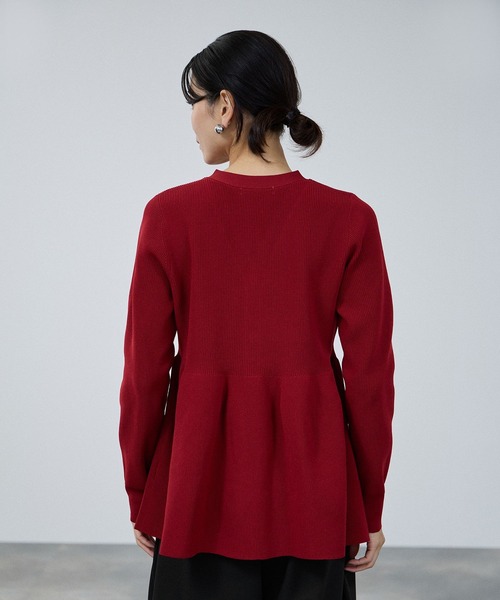 Mac-House（マックハウス）の「milli de l'air ソフトレッチペプラムカーディガン（カーディガン/ボレロ・レディース・カーキ/ブラウン/レッド/ブラック・M）」の7枚目の写真