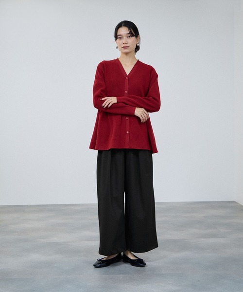 Mac-House（マックハウス）の「milli de l'air ソフトレッチペプラムカーディガン（カーディガン/ボレロ・レディース・カーキ/ブラウン/レッド/ブラック・M）」の9枚目の写真