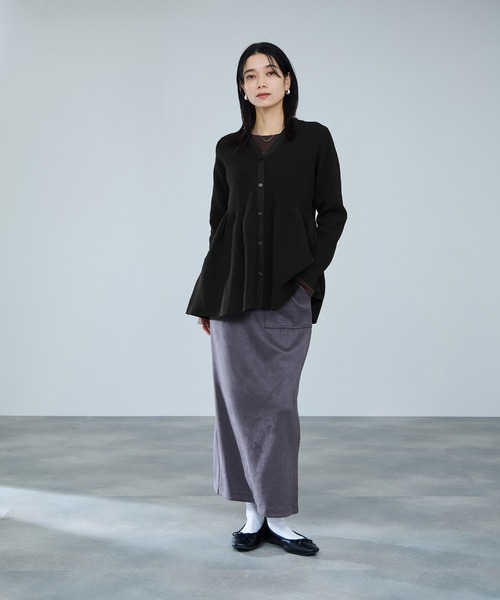 Mac-House（マックハウス）の「milli de l'air ソフトレッチペプラムカーディガン（カーディガン/ボレロ・レディース・カーキ/ブラウン/レッド/ブラック・M）」の20枚目の写真