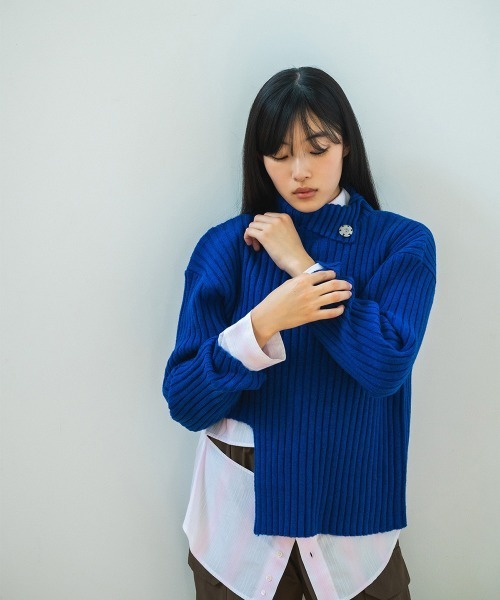 soduk（スドーク）の「cut cut knit sweater（ニット/セーター・レディース・ブラック/ブルー/グレー・ONE SIZE）」の3枚目の写真