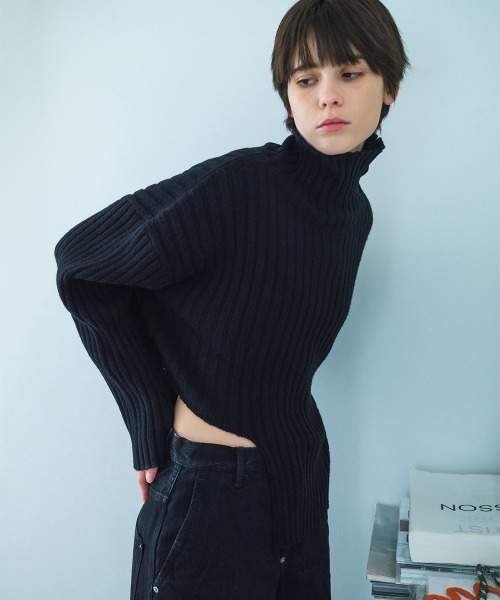 soduk（スドーク）の「cut cut knit sweater（ニット/セーター・レディース・ブラック/ブルー/グレー・ONE SIZE）」の4枚目の写真
