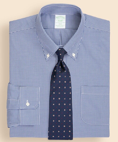 BROOKS BROTHERS(ブルックスブラザーズ)の「ストレッチピンポイントオックスフォード ギンガムチェック ドレスシャツ Slim Fit(ビジネスシャツ・メンズ・ブルー/ネイビー/ライトブルー・15-31/15-32/15 1/2-31/16-31/16-32/15 1/2-32/14 1/2-31/15-33/15 1/2-33/16-33/16 1/2-32/16 1/2-33)」の3枚目の写真