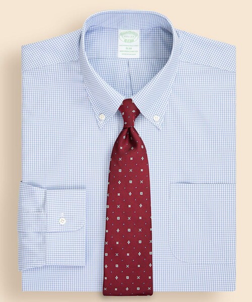 BROOKS BROTHERS(ブルックスブラザーズ)の「ストレッチピンポイントオックスフォード ギンガムチェック ドレスシャツ Slim Fit(ビジネスシャツ・メンズ・ブルー/ネイビー/ライトブルー・15-31/15-32/15 1/2-31/16-31/16-32/15 1/2-32/14 1/2-31/15-33/15 1/2-33/16-33/16 1/2-32/16 1/2-33)」の2枚目の写真