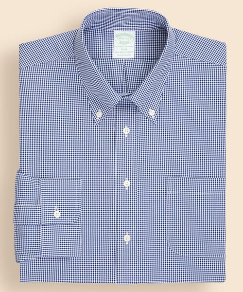 BROOKS BROTHERS(ブルックスブラザーズ)の「ストレッチピンポイントオックスフォード ギンガムチェック ドレスシャツ Slim Fit(ビジネスシャツ・メンズ・ブルー/ネイビー/ライトブルー・15-31/15-32/15 1/2-31/16-31/16-32/15 1/2-32/14 1/2-31/15-33/15 1/2-33/16-33/16 1/2-32/16 1/2-33)」の4枚目の写真