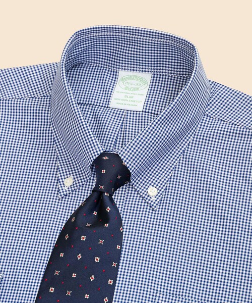 BROOKS BROTHERS(ブルックスブラザーズ)の「ストレッチピンポイントオックスフォード ギンガムチェック ドレスシャツ Slim Fit(ビジネスシャツ・メンズ・ブルー/ネイビー/ライトブルー・15-31/15-32/15 1/2-31/16-31/16-32/15 1/2-32/14 1/2-31/15-33/15 1/2-33/16-33/16 1/2-32/16 1/2-33)」の5枚目の写真