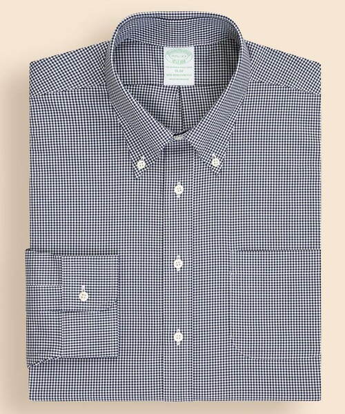 BROOKS BROTHERS(ブルックスブラザーズ)の「ストレッチピンポイントオックスフォード ギンガムチェック ドレスシャツ Slim Fit(ビジネスシャツ・メンズ・ブルー/ネイビー/ライトブルー・15-31/15-32/15 1/2-31/16-31/16-32/15 1/2-32/14 1/2-31/15-33/15 1/2-33/16-33/16 1/2-32/16 1/2-33)」の9枚目の写真
