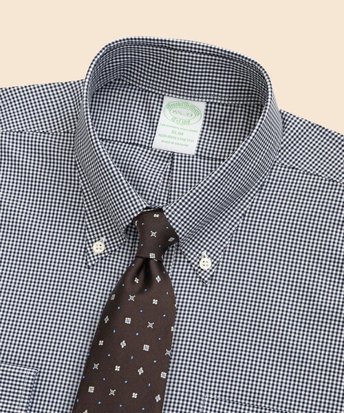 BROOKS BROTHERS(ブルックスブラザーズ)の「ストレッチピンポイントオックスフォード ギンガムチェック ドレスシャツ Slim Fit(ビジネスシャツ・メンズ・ブルー/ネイビー/ライトブルー・15-31/15-32/15 1/2-31/16-31/16-32/15 1/2-32/14 1/2-31/15-33/15 1/2-33/16-33/16 1/2-32/16 1/2-33)」の10枚目の写真