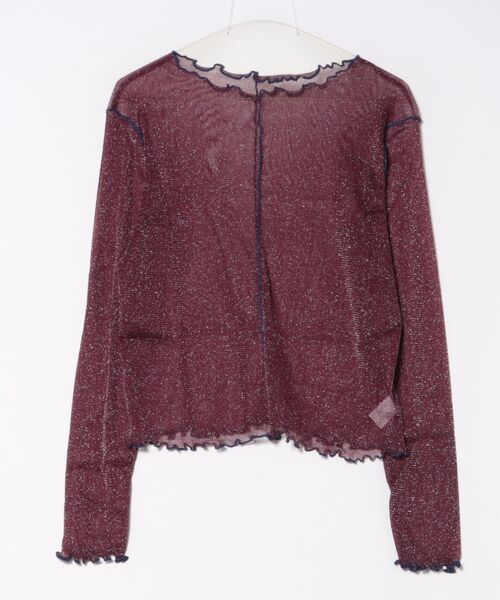 STYLEBLOCK（スタイルブロック）の「ラメシアー配色メロートップス（Tシャツ/カットソー・レディース・ボルドー/ブラウン/チャコールグレー/アイボリー/ブラック・FREE）」の5枚目の写真