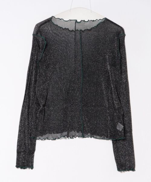 STYLEBLOCK（スタイルブロック）の「ラメシアー配色メロートップス（Tシャツ/カットソー・レディース・ボルドー/ブラウン/チャコールグレー/アイボリー/ブラック・FREE）」の2枚目の写真