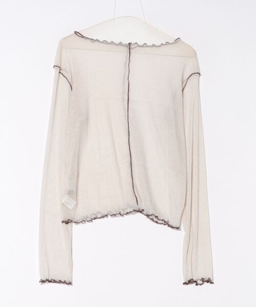 STYLEBLOCK（スタイルブロック）の「ラメシアー配色メロートップス（Tシャツ/カットソー・レディース・ボルドー/ブラウン/チャコールグレー/アイボリー/ブラック・FREE）」の6枚目の写真