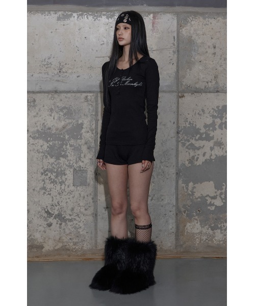 FANCY CLUB（ファンシークラブ）の「A'GEM/9 × .kom 『FANCY CLUB/ファンシークラブ』 BACK LETTERING MICRO SHORT PANTS/マイクロショートパンツ（その他パンツ・レディース・ブラック・FREE）」の6枚目の写真