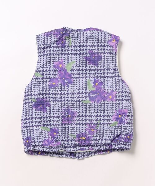 HAKKA KIDS（ハッカキッズ）の「グレンチェックアートスミレプリントリバーシブルベスト（ベスト・キッズ・パープル/ピンク・S/M）」の3枚目の写真