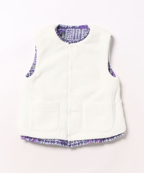 HAKKA KIDS（ハッカキッズ）の「グレンチェックアートスミレプリントリバーシブルベスト（ベスト・キッズ・パープル/ピンク・S/M）」の4枚目の写真