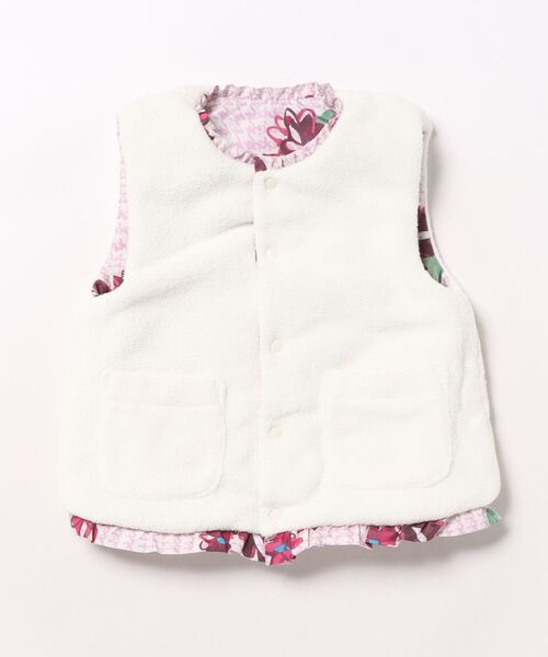 HAKKA KIDS（ハッカキッズ）の「グレンチェックアートスミレプリントリバーシブルベスト（ベスト・キッズ・パープル/ピンク・S/M）」の6枚目の写真