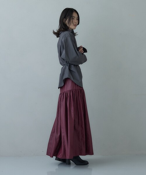 GALLEST（ギャレスト）の「レザーライクマキシスカート（スカート・レディース・グレー/ブラック/ボルドー・40/38/36/34）」の5枚目の写真