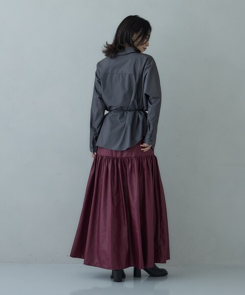 GALLEST（ギャレスト）の「レザーライクマキシスカート（スカート・レディース・グレー/ブラック/ボルドー・40/38/36/34）」の7枚目の写真