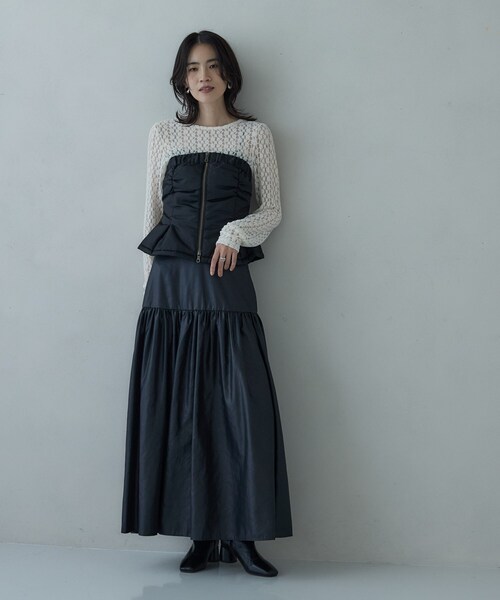 GALLEST（ギャレスト）の「レザーライクマキシスカート（スカート・レディース・グレー/ブラック/ボルドー・40/38/36/34）」の10枚目の写真