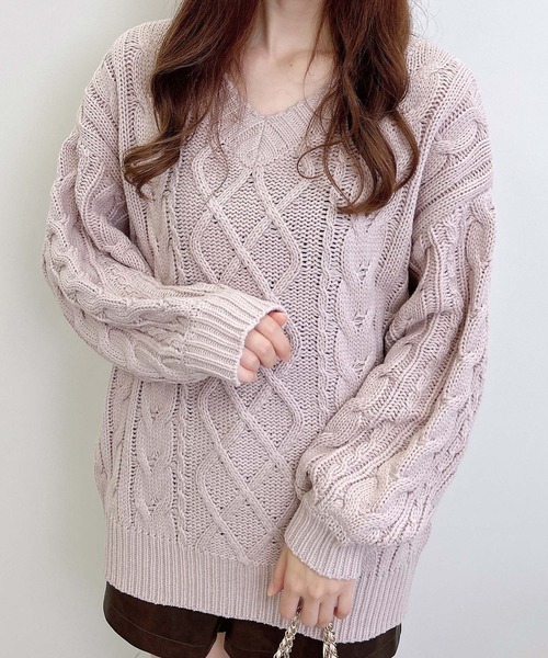 INGNI(イング)の「2Wayケーブルルーズチュニックニット(ニット/セーター・レディース・アイボリー/ボルドー/グレー/ブラウン系その他7/ピンク/ベージュ・M)」の5枚目の写真