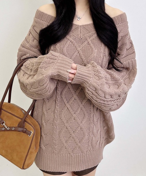 INGNI(イング)の「2Wayケーブルルーズチュニックニット(ニット/セーター・レディース・アイボリー/ボルドー/グレー/ブラウン系その他7/ピンク/ベージュ・M)」の20枚目の写真