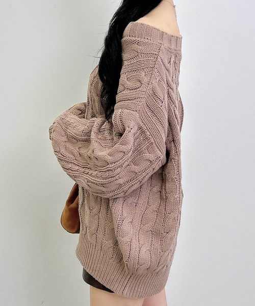 INGNI(イング)の「2Wayケーブルルーズチュニックニット(ニット/セーター・レディース・アイボリー/ボルドー/グレー/ブラウン系その他7/ピンク/ベージュ・M)」の21枚目の写真