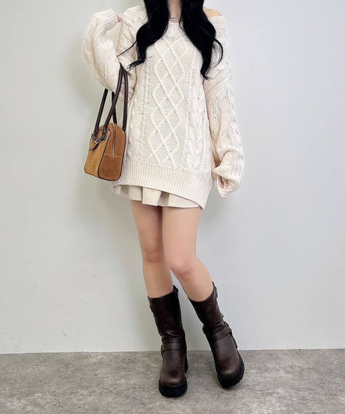 INGNI(イング)の「2Wayケーブルルーズチュニックニット(ニット/セーター・レディース・アイボリー/ボルドー/グレー/ブラウン系その他7/ピンク/ベージュ・M)」の12枚目の写真