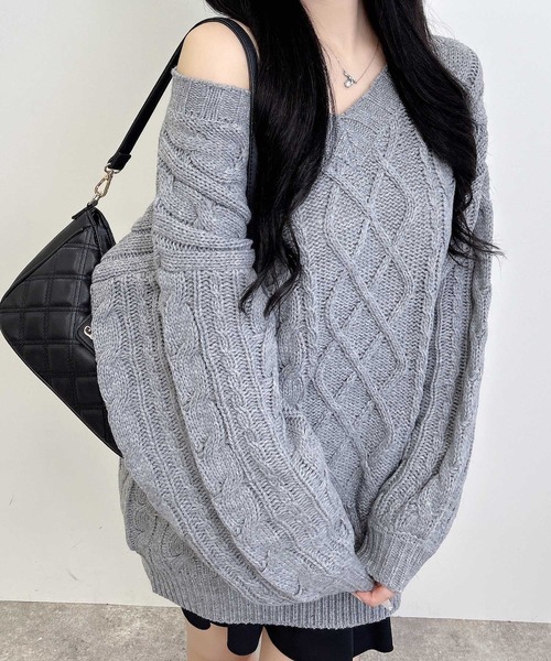 INGNI(イング)の「2Wayケーブルルーズチュニックニット(ニット/セーター・レディース・アイボリー/ボルドー/グレー/ブラウン系その他7/ピンク/ベージュ・M)」の13枚目の写真