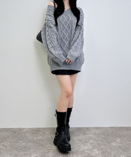 INGNI(イング)の「2Wayケーブルルーズチュニックニット(ニット/セーター・レディース・アイボリー/ボルドー/グレー/ブラウン系その他7/ピンク/ベージュ・M)」の17枚目の写真