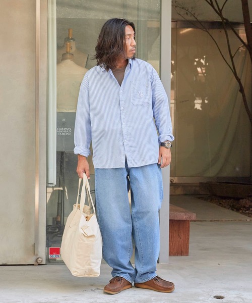 Johnbull（ジョンブル）の「Johnbull/ジョンブル 5POCKET STRAIGHT JEANSウォッシュ加工 テーパード 13.5オンス ストレートジーンズ（デニムパンツ・メンズ・ブルー/ライトブルー・L/M）」の21枚目の写真