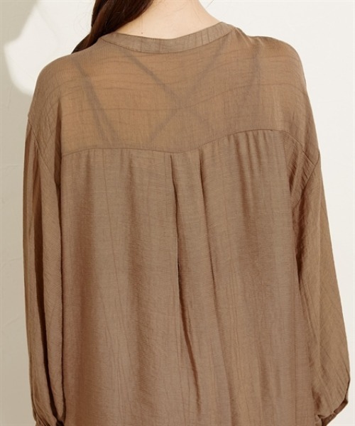 nissen（ニッセン）の「シアーワッシャーバンドカラーシャツ（シャツ/ブラウス・レディース・ベージュ/ブラック/ブラウン・L/M）」の16枚目の写真