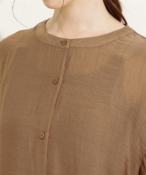 nissen（ニッセン）の「シアーワッシャーバンドカラーシャツ（シャツ/ブラウス・レディース・ベージュ/ブラック/ブラウン・L/M）」の17枚目の写真